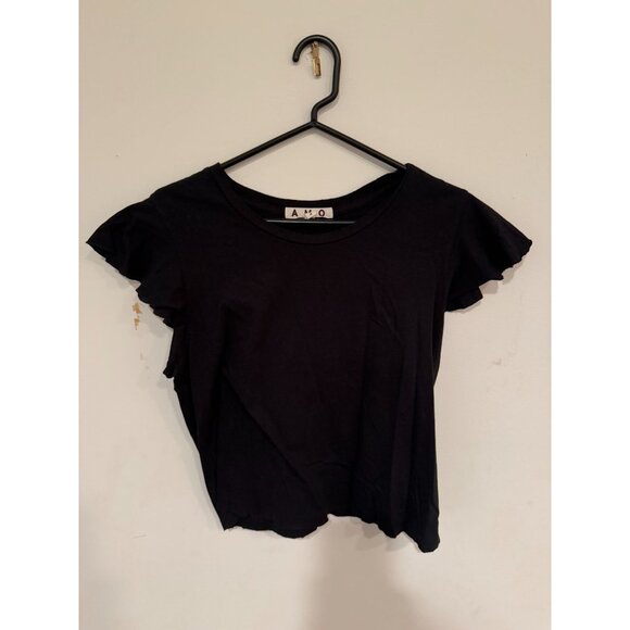 Amo Black Ruffle Sleeve Womens Top Size M - Picture 1 of 3